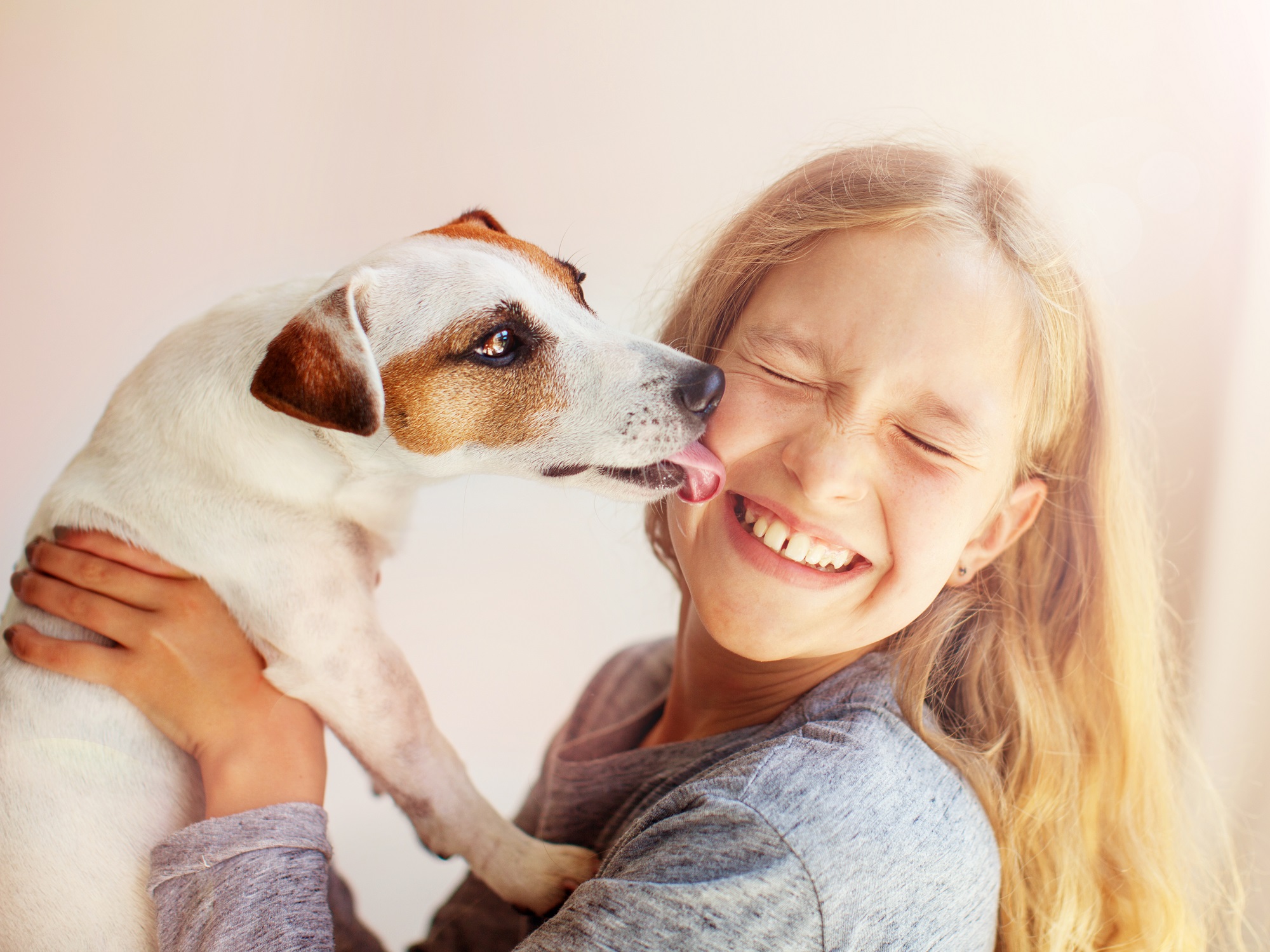 Happy,Child,With,Dog.,Portrait,Girl,With,Pet.,Jack,Russell